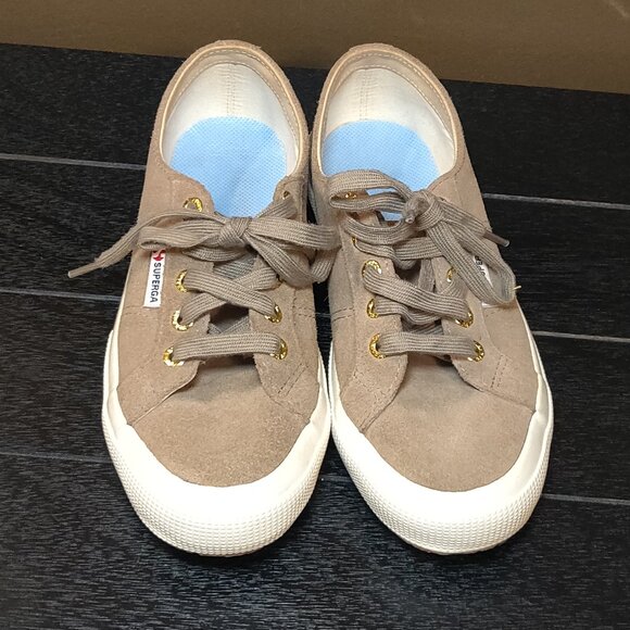 Superga Taupe Suede Leather Sneakers WOMEN'S US 6 - Picture 1 of 8